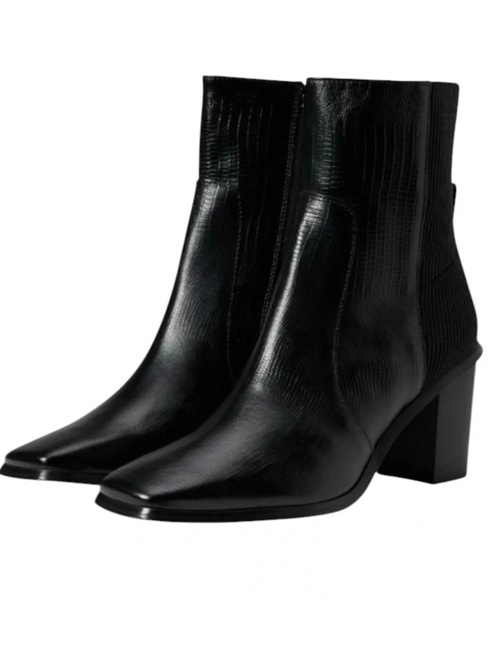 Andre Assous Venice Boot Lizard Embossed Block Heel Zip Boots